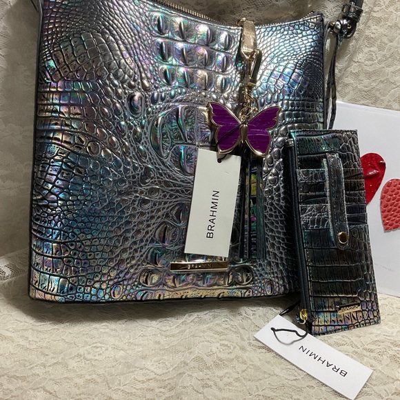 $FIRM$ NO OFFERS NWT 3pc MOTHER OF PEARL CROSSBODY WALLET & VISIONARY BUTTERFLY - Picture 5 of 10